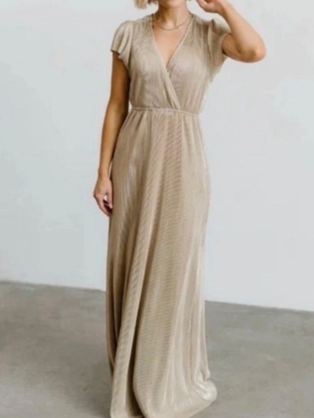 Baltic Born Athena Pleated Maxi Dress In Gold